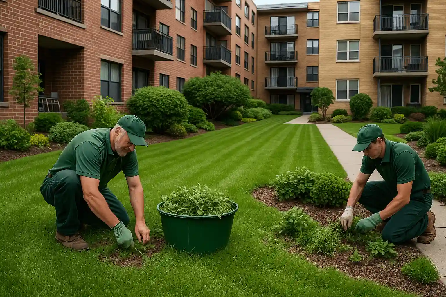 Apartman bahçesi yabani ot temizliği