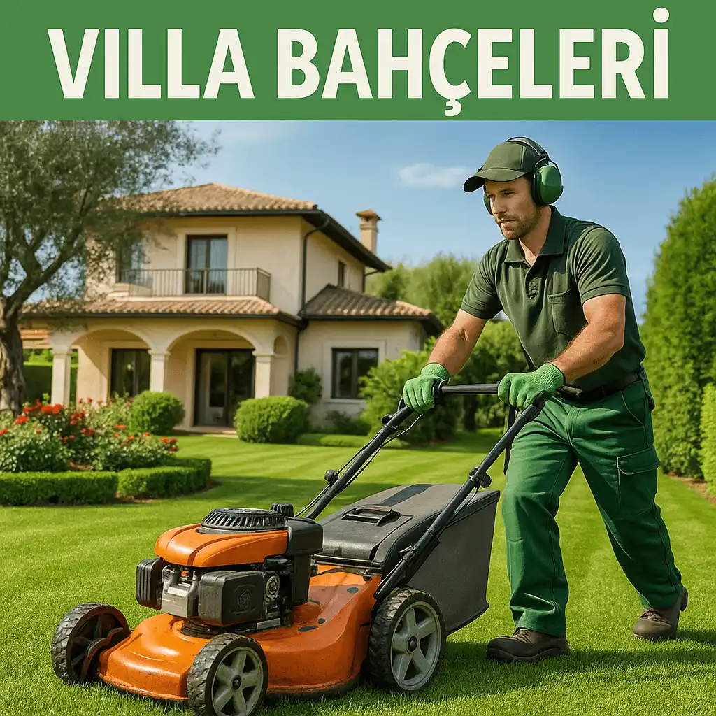 Villa bahçesi çim bakımı